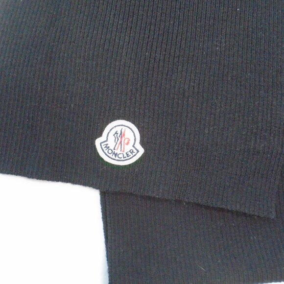 Moncler Sciarpa Neckwarmer Virgin Wool Scarf Black 72" x 9" Unisex - Picture 6 of 6